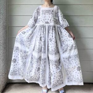 MADE TO ORDER Handmade Maxi Bandana Dress in Pure White.